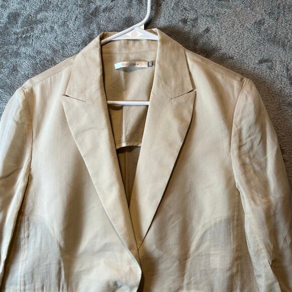 Elaine Kim Luxe Sheer Ramie Classic Boyfriend Blazer Cream Women's Size P‎ (XS) - Picture 2 of 6